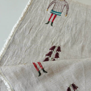 Made In France Premium Quality Conversational Off-White Non-Stretch Washed / Softened Tencel™ / Lyocell Organic Linen Blended Plain Woven DS006116