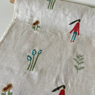 Made In France Premium Quality Conversational Off-White Non-Stretch Washed / Softened Tencel™ / Lyocell Organic Linen Blended Plain Woven DS006116