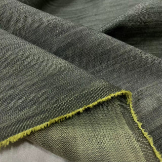 Japanese Designer Solid Green Non-Stretch Cotton Denim Twill DS006118