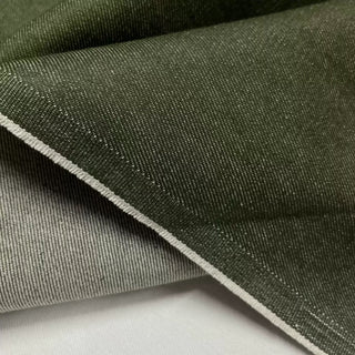 Japanese Designer Solid Green Non-Stretch Raw / Untreated Cotton Denim Twill DS006119