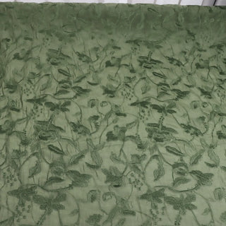 Japanese Fashion Designer Solid Green Non-Stretch Embroidery Mulberry Silk Cotton Blended Plain Woven DS00612
