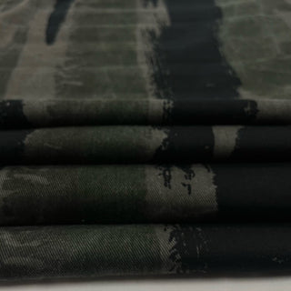 Japanese Designer Camouflage Green Non-Stretch Washed Cotton Denim Twill DS006121