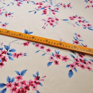 Japanese Fashion Designer Floral Off-White Non-Stretch Mulberry Silk Cotton Blended Plain Woven DS00613 -12 Momme