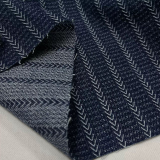 Japanese Designer Solid Blue Non-Stretch Washed Cotton Jacquard Denim Twill DS006135