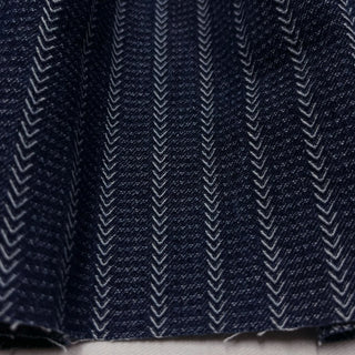Japanese Designer Solid Blue Non-Stretch Washed Cotton Jacquard Denim Twill DS006135