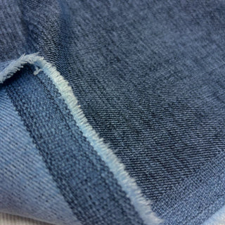 Japanese Designer Solid Blue Stretch Washed / Peached Cotton Polyester Blended Denim Twill DS006137