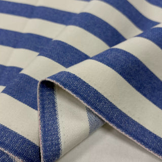 Japanese Designer Stripes Blue Non-Stretch Cotton Denim Twill DS006138