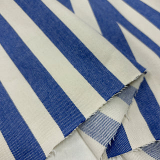 Japanese Designer Stripes Blue Non-Stretch Cotton Denim Twill DS006138