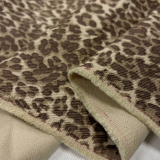 Japanese Designer Animal Brown Non-Stretch Cotton Denim Twill DS006143