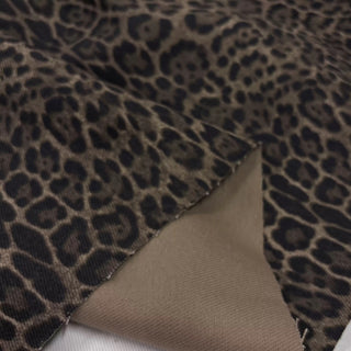 Japanese Designer Animal Brown Non-Stretch Cotton Denim Twill DS006144