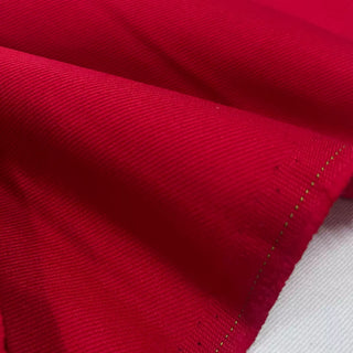 Japanese Designer Solid Red Non-Stretch Cotton Denim Twill DS006145