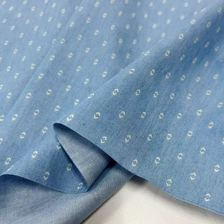 Japanese Designer Geometric Blue Non-Stretch Cotton Denim Twill DS006147