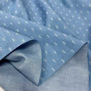 Japanese Designer Geometric Blue Non-Stretch Cotton Denim Twill DS006147