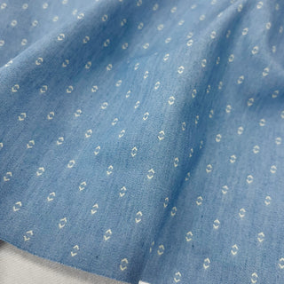 Japanese Designer Geometric Blue Non-Stretch Cotton Denim Twill DS006147