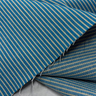Japanese Designer Stripes Blue Stretch Cotton Elastane Blended Denim Twill DS006149