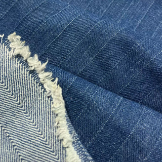 Japanese Designer Solid Blue Non-Stretch Cotton Jacquard Denim Twill DS006150