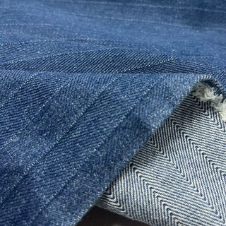 Japanese Designer Solid Blue Non-Stretch Cotton Jacquard Denim Twill DS006150
