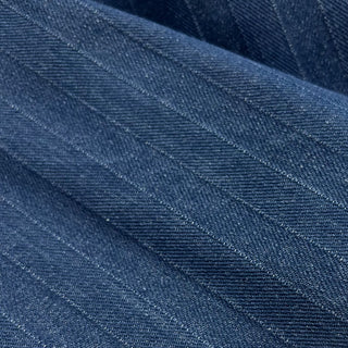 Japanese Designer Solid Blue Non-Stretch Cotton Jacquard Denim Twill DS006150