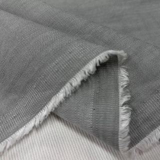 Japanese Designer Solid Gray Non-Stretch Linen Cotton Blended Denim Twill DS006153