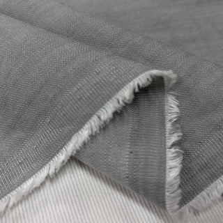 Japanese Designer Solid Gray Non-Stretch Linen Cotton Blended Denim Twill DS006153