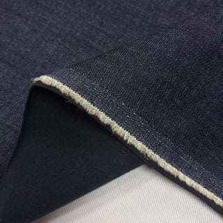 Japanese Designer Solid Blue Stretch Brushed / Laminated Cotton Elastane Blended Denim Twill DS006155