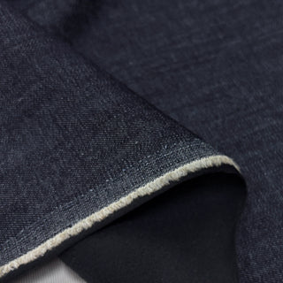 Japanese Designer Solid Blue Stretch Brushed / Laminated Cotton Elastane Blended Denim Twill DS006155