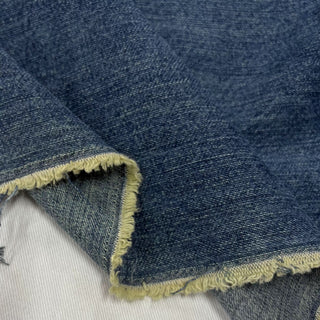 Japanese Designer Solid Blue Non-Stretch Sand Washed / Slub Cotton Denim Twill DS006157