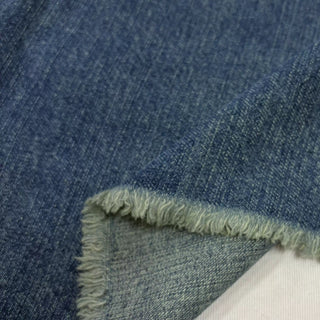 Japanese Designer Solid Blue Non-Stretch Sand Washed / Slub Cotton Denim Twill DS006157