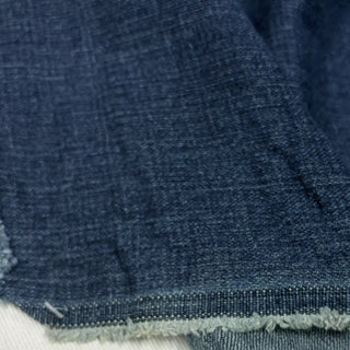 Japanese Designer Solid Blue Non-Stretch Sand Washed / Slub Cotton Denim Twill DS006157