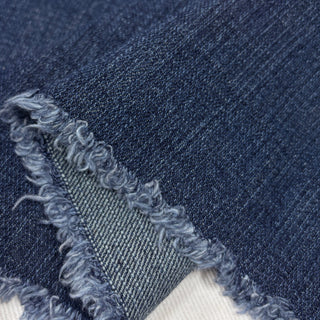 Japanese Designer Solid Blue Non-Stretch Sand Washed / Slub Cotton Denim Twill DS006158