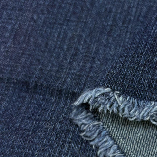Japanese Designer Solid Blue Non-Stretch Sand Washed / Slub Cotton Denim Twill DS006158