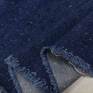 Japanese Designer Solid Blue Non-Stretch Washed Cotton Neppy Denim Twill DS006160