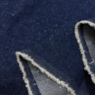 Japanese Designer Solid Blue Non-Stretch Washed Cotton Neppy Denim Twill DS006160