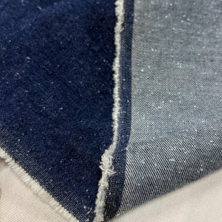 Japanese Designer Solid Blue Non-Stretch Washed Cotton Neppy Denim Twill DS006160