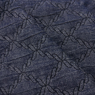 Japanese Designer Geometric Blue Non-Stretch Cotton Recycled Polyester Blended Double Gauze DS006162