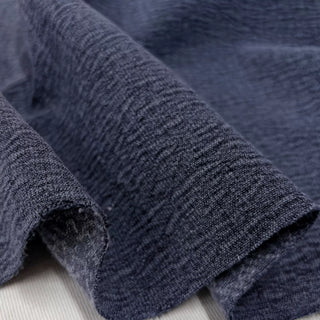 Japanese Designer Solid Blue Non-Stretch Cotton Recycled Polyester Blended Jacquard Denim Twill DS006163