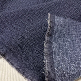 Japanese Designer Solid Blue Non-Stretch Cotton Recycled Polyester Blended Jacquard Denim Twill DS006163