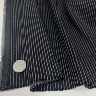 Japanese Designer Stripes Gray Stretch Wool Cotton Blended Denim Twill DS006164
