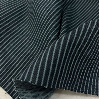 Japanese Designer Stripes Blue Stretch Wool Cotton Blended Denim Twill DS006165