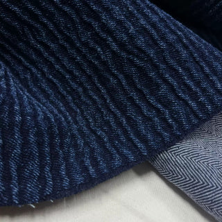 Italian Designer Solid Blue Stretch Cotton Jacquard Denim Twill DS006168
