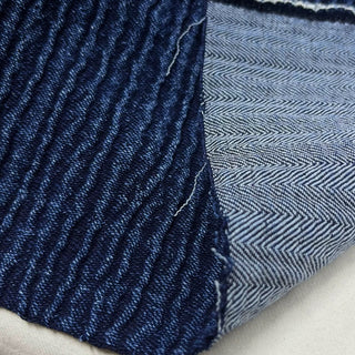 Italian Designer Solid Blue Stretch Cotton Jacquard Denim Twill DS006168