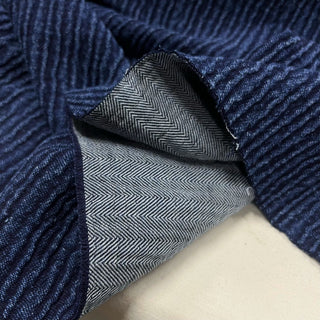 Italian Designer Solid Blue Stretch Cotton Jacquard Denim Twill DS006168