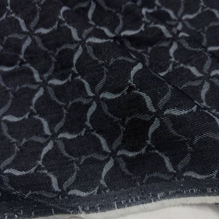 Japanese Designer Geometric Blue Non-Stretch Cotton Jacquard Denim Twill DS006169