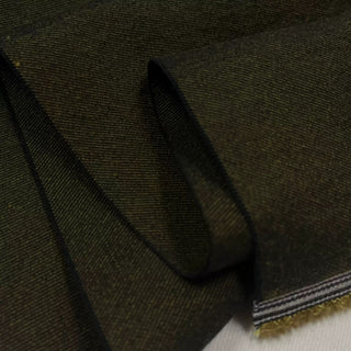 Italian Designer Solid Brown Non-Stretch Wool Linen Blended Denim Twill DS006171