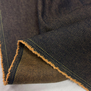 Japanese Designer Solid Orange Non-Stretch Cotton Denim Twill DS006172