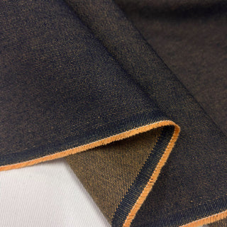 Japanese Designer Solid Orange Non-Stretch Cotton Denim Twill DS006172