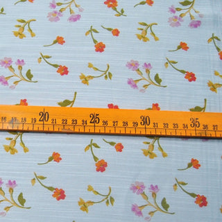 Japanese Fashion Designer Floral Blue Non-Stretch Mulberry Silk Cotton Blended Plain Woven DS00618 -22 Momme