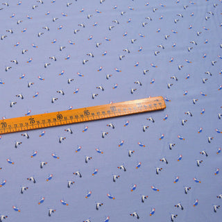 Japanese Fashion Designer Animal Blue Non-Stretch Mulberry Silk Cotton Blended Plain Woven DS00620 -14 Momme