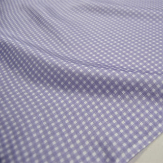 Japanese Fashion Designer Gingham Purple Non-Stretch Mulberry Silk Cotton Blended Plain Woven DS00621 -12 Momme