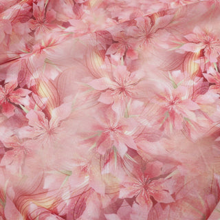 Italian Fashion Designer Floral Pink Non-Stretch Mulberry Silk Linen Blended Plain Woven DS00623 -14 Momme